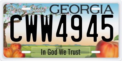 GA license plate CWW4945