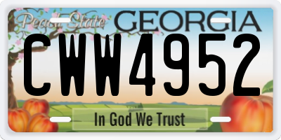 GA license plate CWW4952