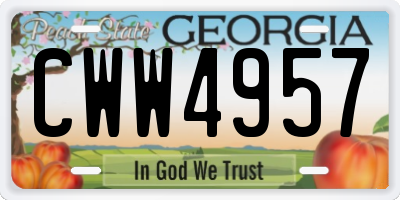 GA license plate CWW4957