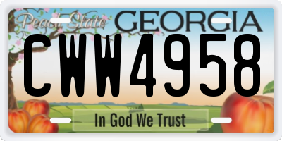 GA license plate CWW4958