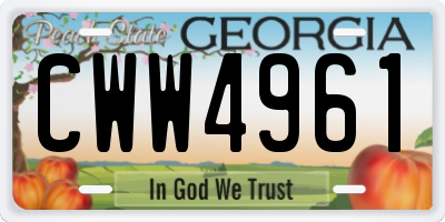 GA license plate CWW4961