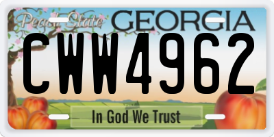 GA license plate CWW4962