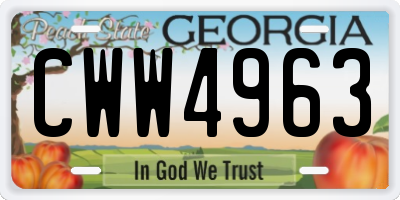 GA license plate CWW4963