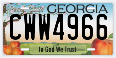 GA license plate CWW4966