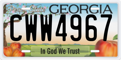 GA license plate CWW4967