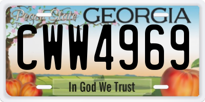GA license plate CWW4969