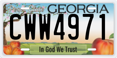 GA license plate CWW4971