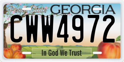 GA license plate CWW4972