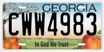 GA license plate CWW4983