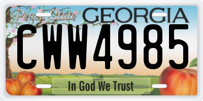 GA license plate CWW4985