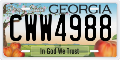 GA license plate CWW4988