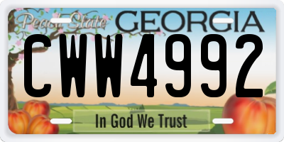GA license plate CWW4992