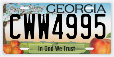 GA license plate CWW4995