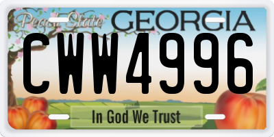 GA license plate CWW4996