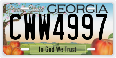 GA license plate CWW4997