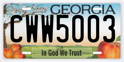 GA license plate CWW5003