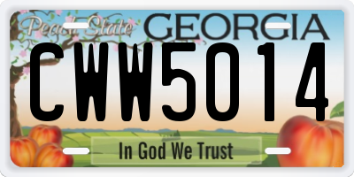 GA license plate CWW5014