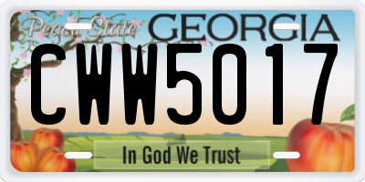 GA license plate CWW5017