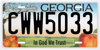 GA license plate CWW5033