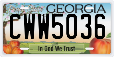 GA license plate CWW5036