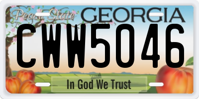 GA license plate CWW5046