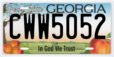 GA license plate CWW5052
