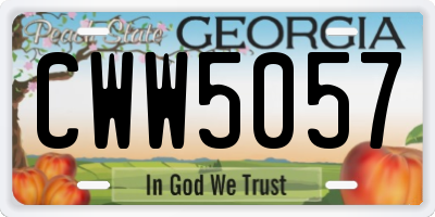 GA license plate CWW5057