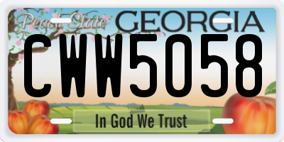 GA license plate CWW5058