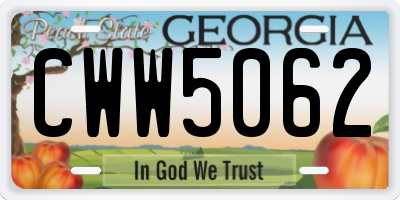 GA license plate CWW5062