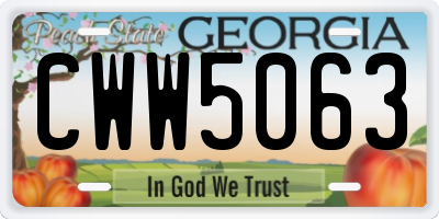 GA license plate CWW5063