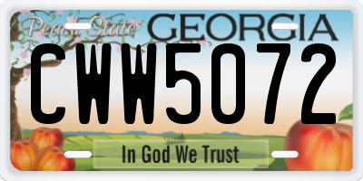 GA license plate CWW5072