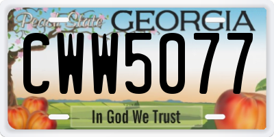 GA license plate CWW5077