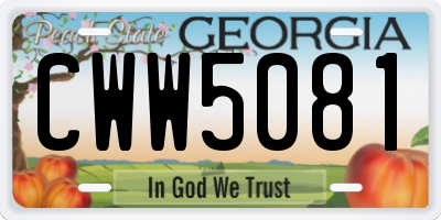 GA license plate CWW5081