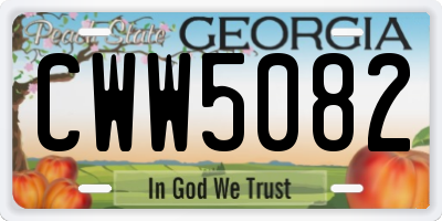 GA license plate CWW5082