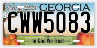 GA license plate CWW5083