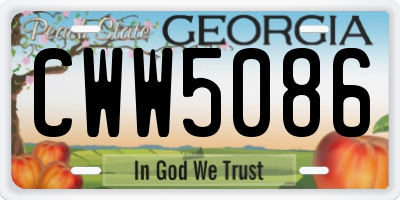 GA license plate CWW5086