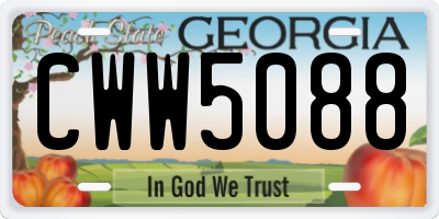 GA license plate CWW5088