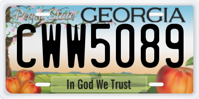 GA license plate CWW5089