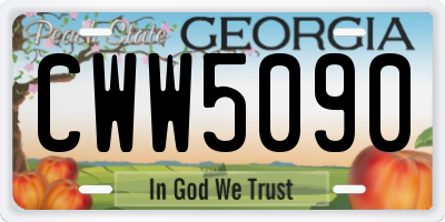 GA license plate CWW5090