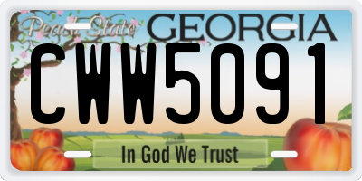 GA license plate CWW5091