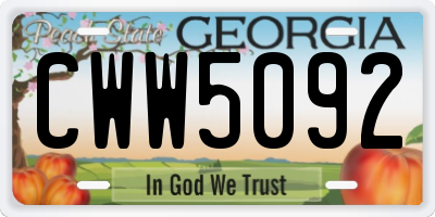 GA license plate CWW5092