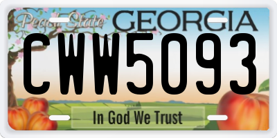 GA license plate CWW5093