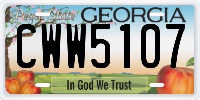 GA license plate CWW5107
