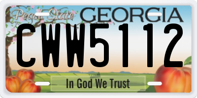 GA license plate CWW5112