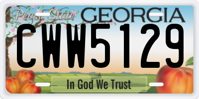 GA license plate CWW5129