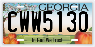 GA license plate CWW5130