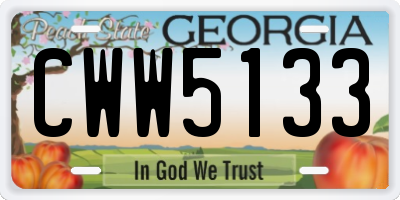 GA license plate CWW5133