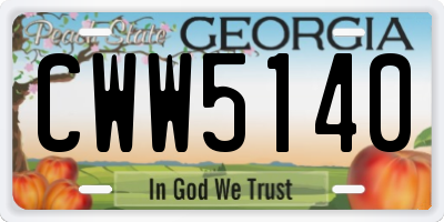 GA license plate CWW5140