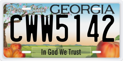 GA license plate CWW5142