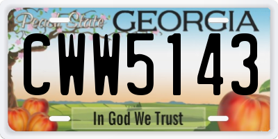 GA license plate CWW5143